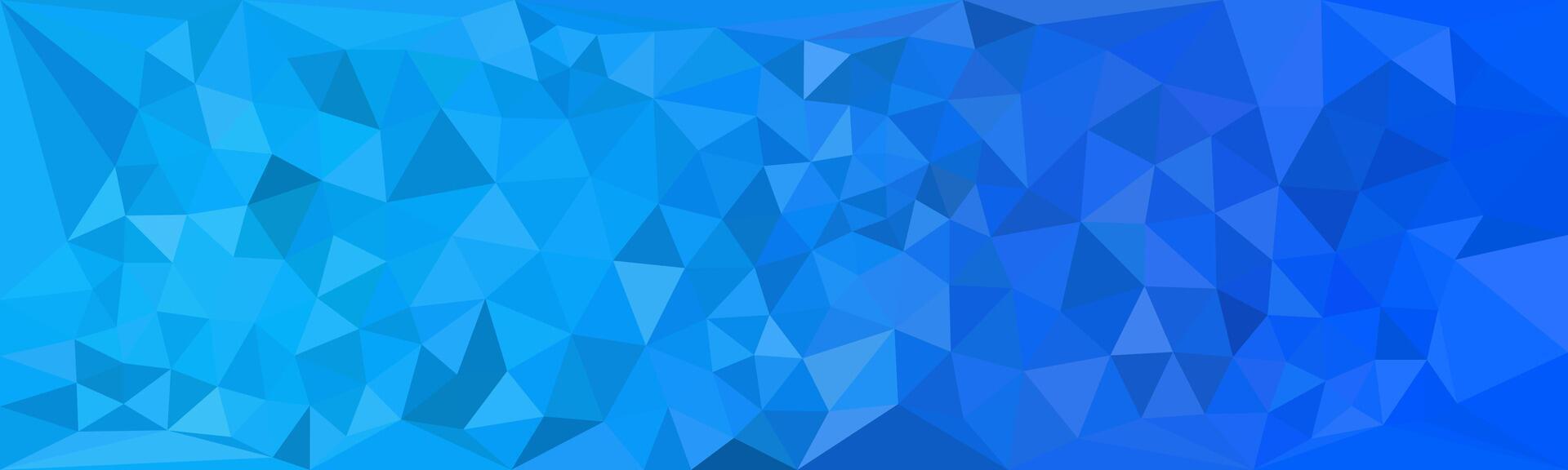 Abstract blue polygon background with gradient shades, featuring a mosaic of triangles blending from light to dark blue tones. vector