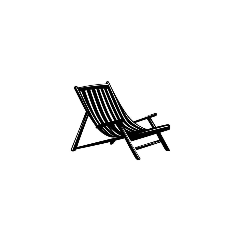 black icon of a wooden beach chair on a white background vector