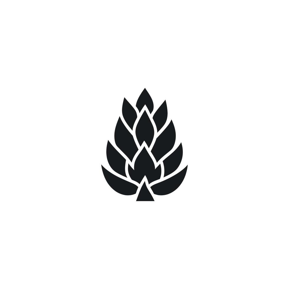 Black icon illustration of a hop cone on a white background isolated vector
