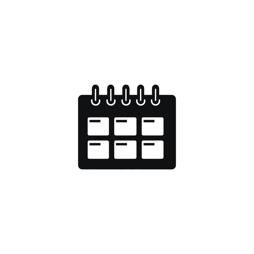 Black and white icon of a calendar with event reminders on display vector