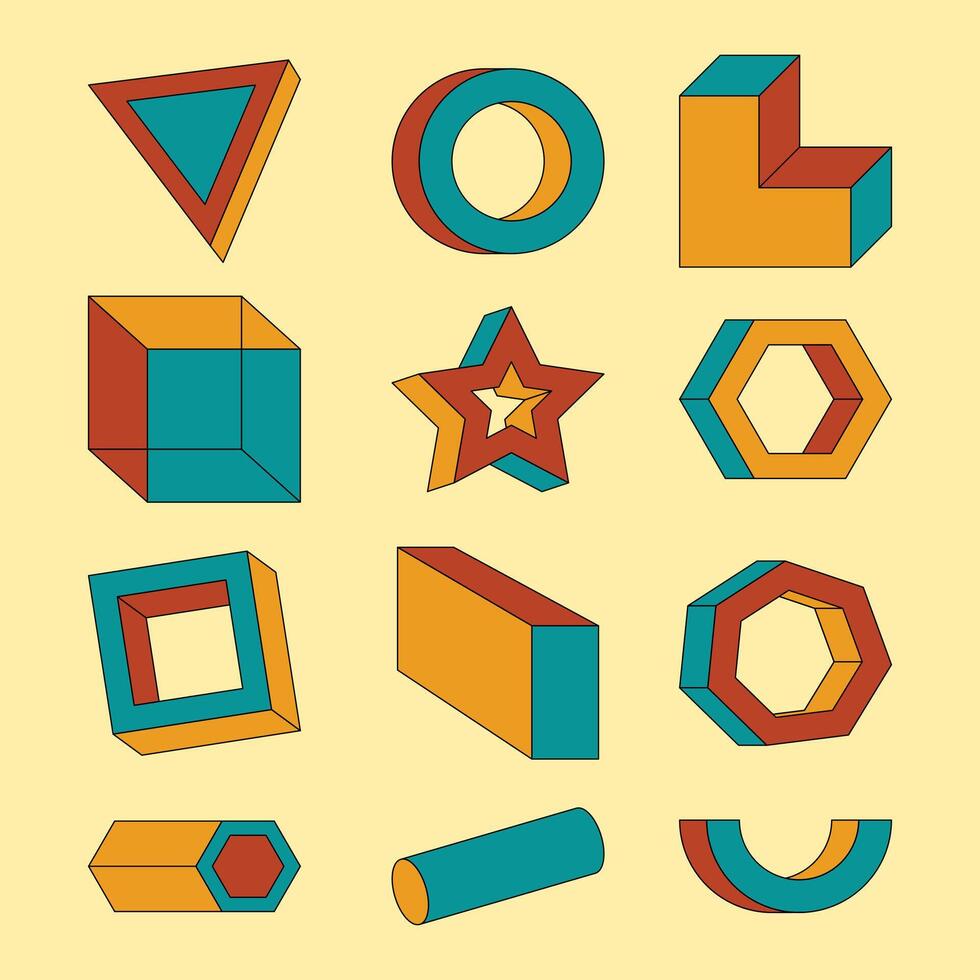 Geometric Memphis Shape Flat Design Cartoon Icon Illustration vector