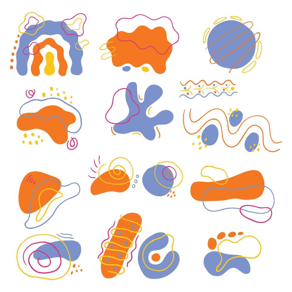Hand drawn abstract shape collection cartoon illustration vector
