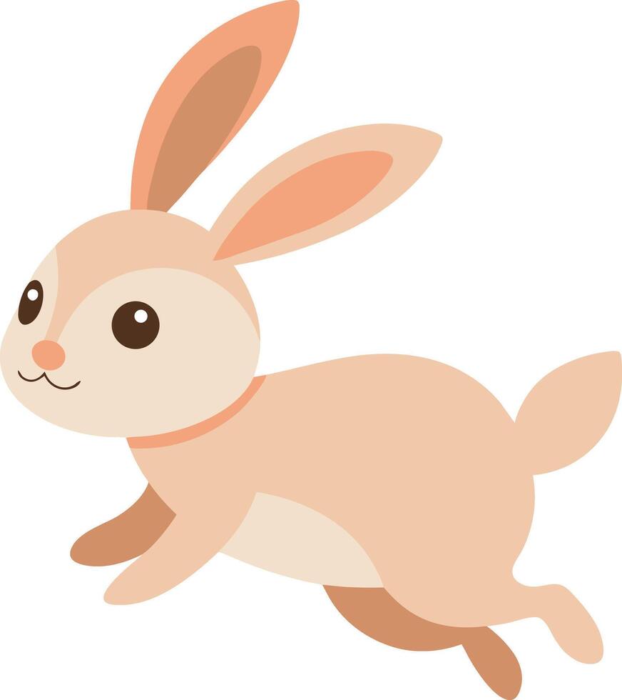 Adorable Beige Bunny Rabbit Joyfully Leaping Across White Background, Cute Cartoon Illustration - Professional digital artwork with vibrant colors and detailed composition vector