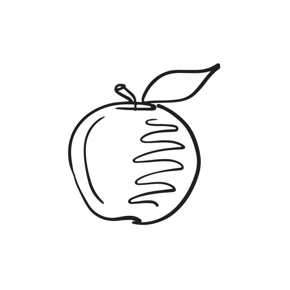 apple hand drawn line art icon vector