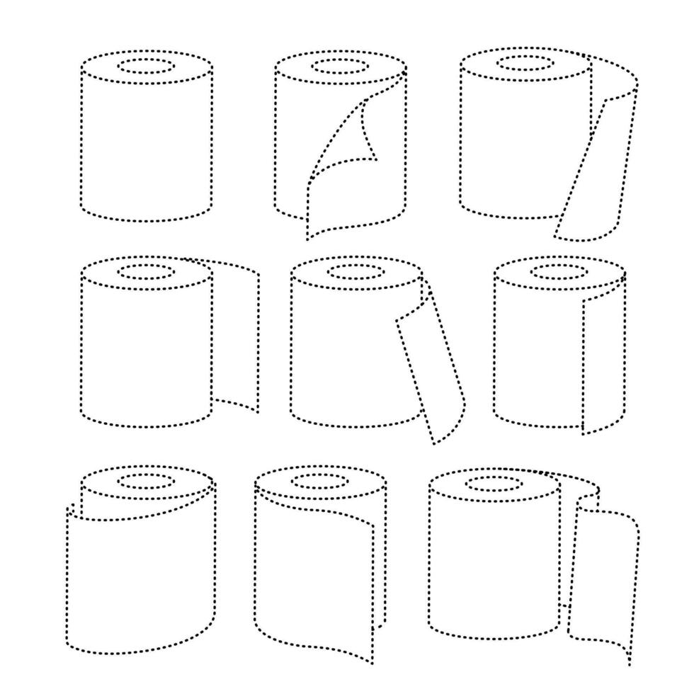 tracing paper roll set outline illustration vector