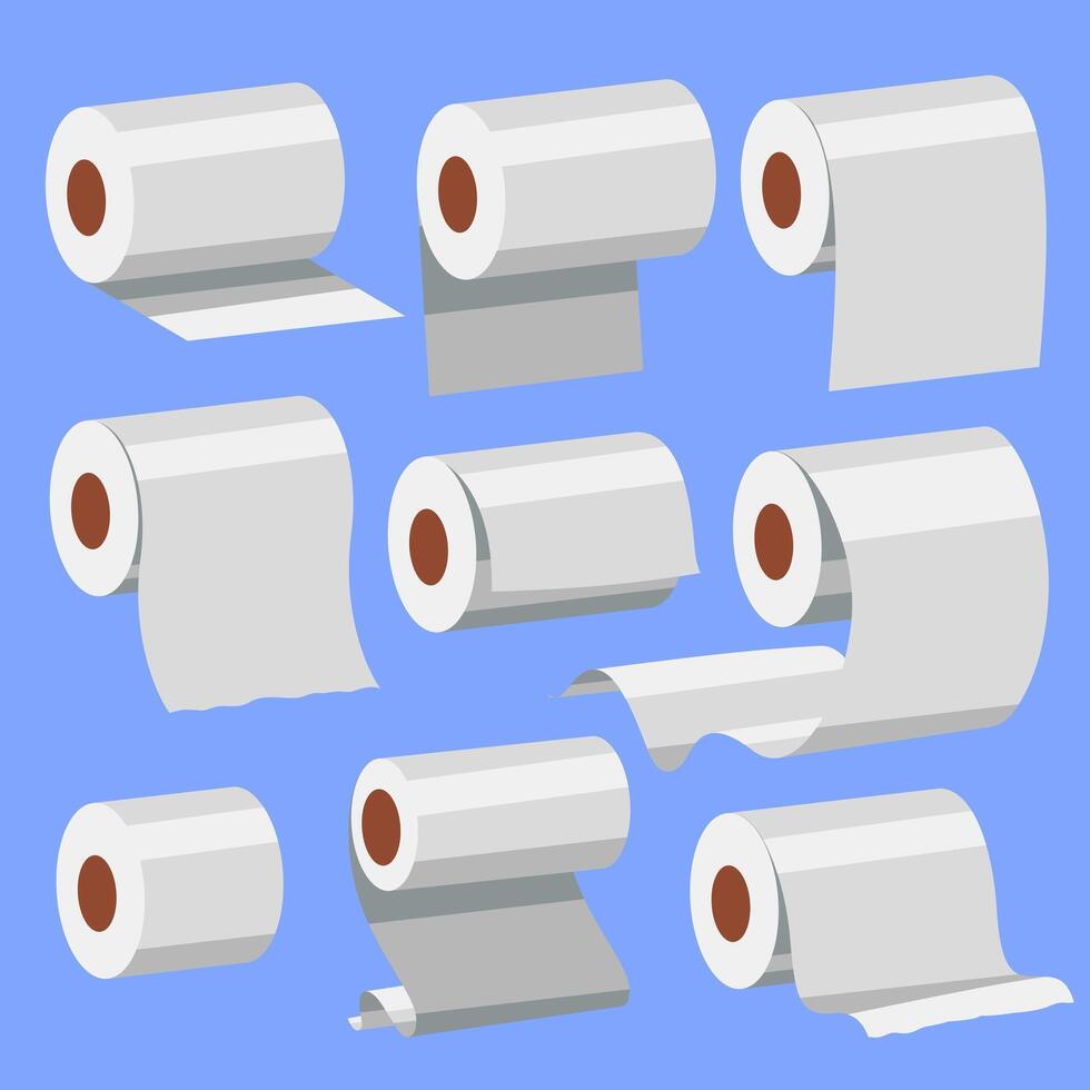 assorted paper rolls on blue background vector