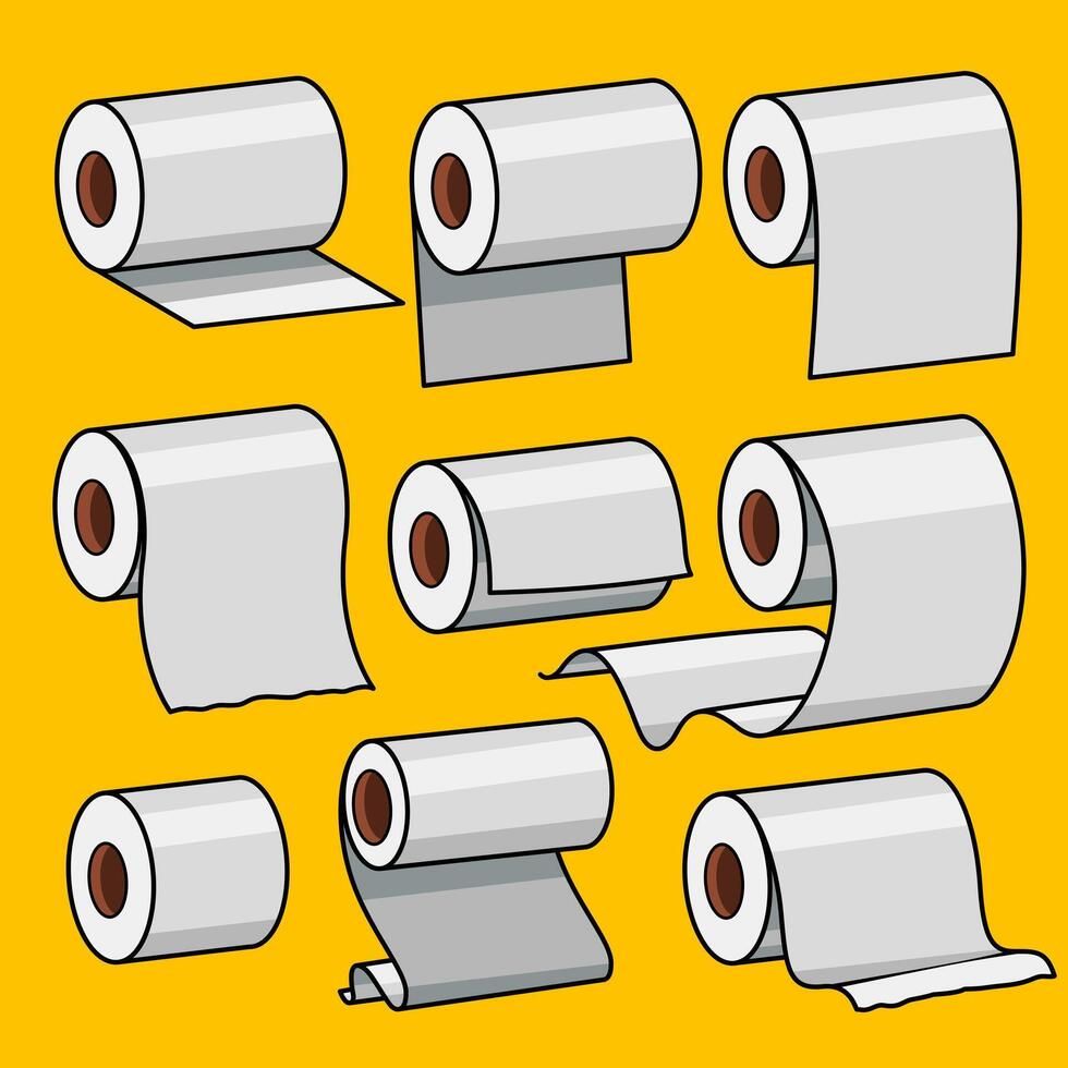 various paper rolls on yellow background vector