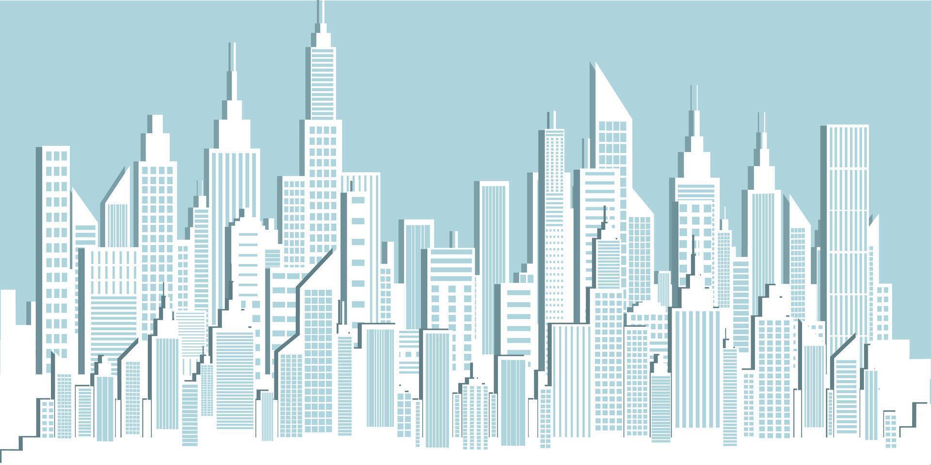 Panorama view of skyline paper cut style. vector