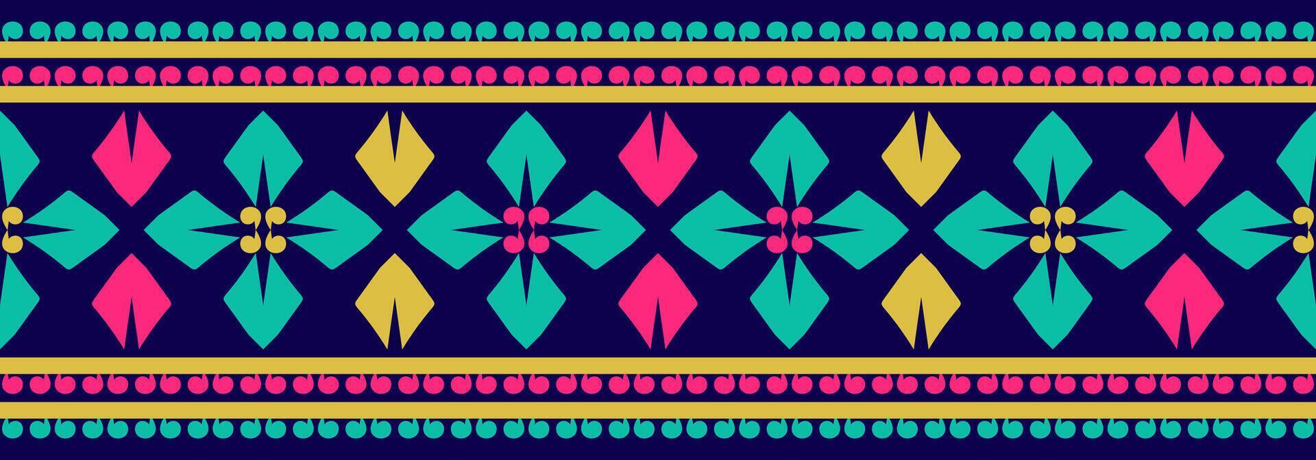 Vintage ethnic oriental border with geometric retro design. vector