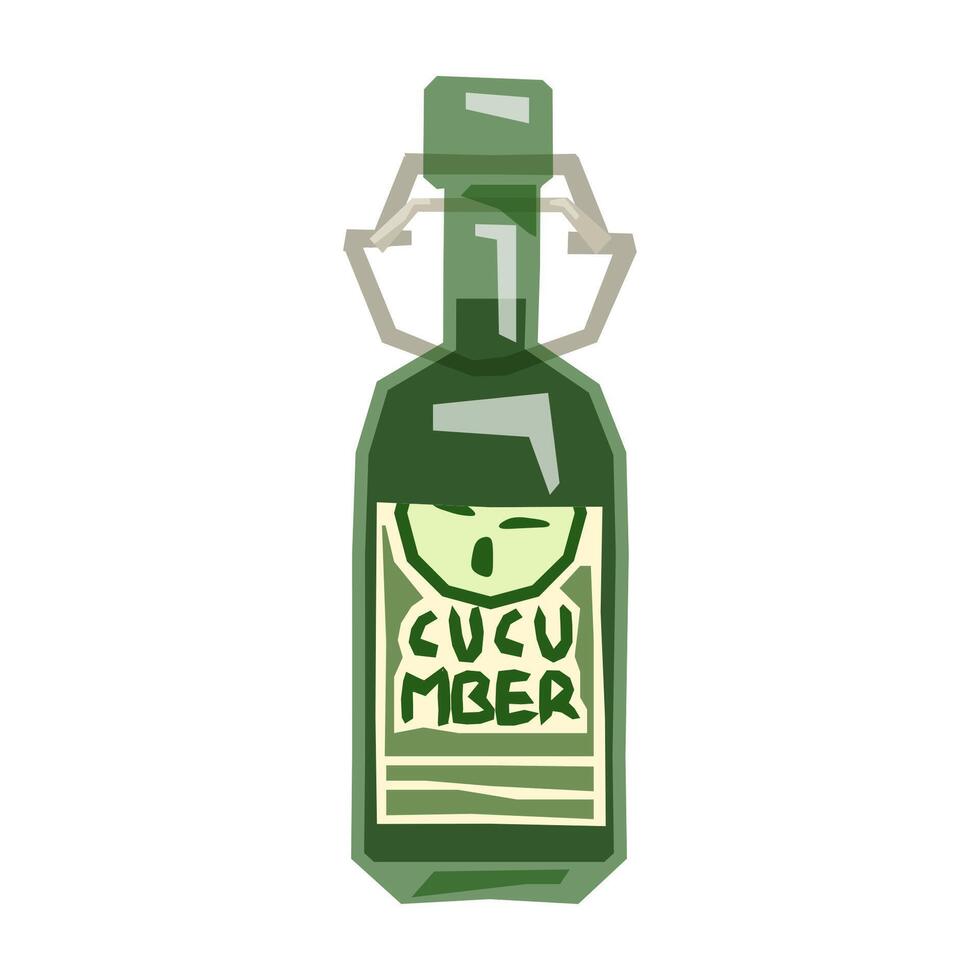 Cucumber Lemonade Bottle Illustration vector
