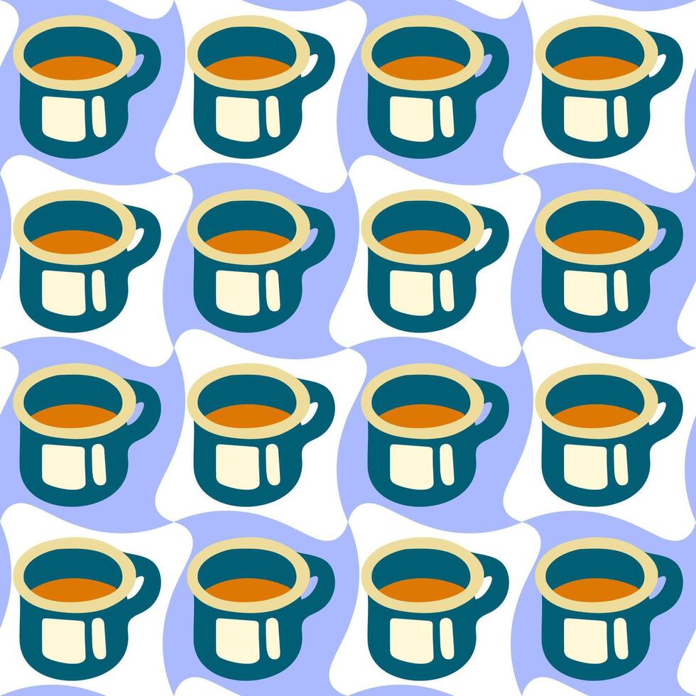 Seamless Camping Mug Tea Pattern. vector