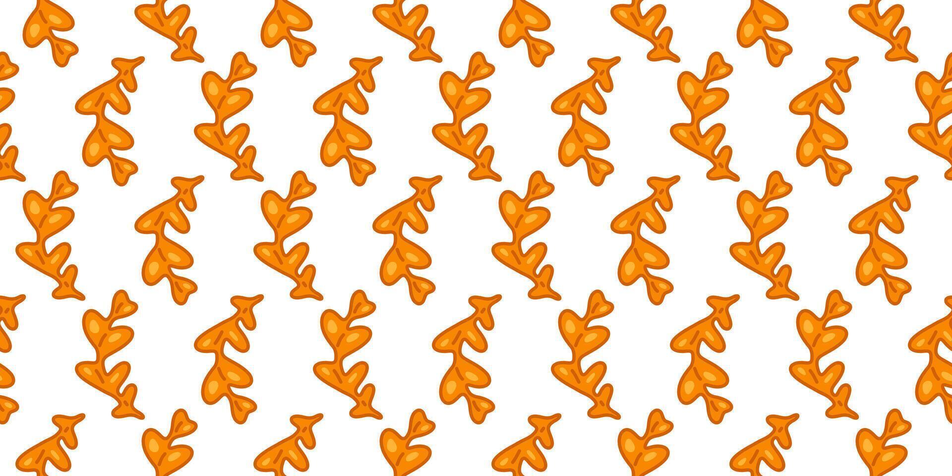 Orange Abstract Leaf Seamless Pattern vector