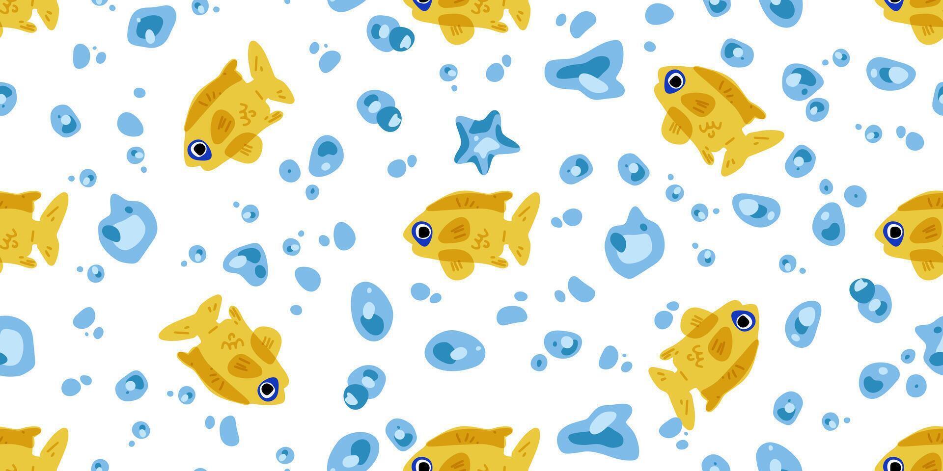 Cute Fish Seamless Pattern Design vector