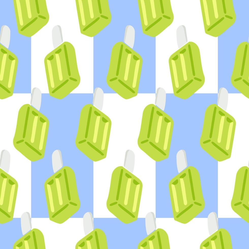 Green Ice Cream Seamless Pattern vector