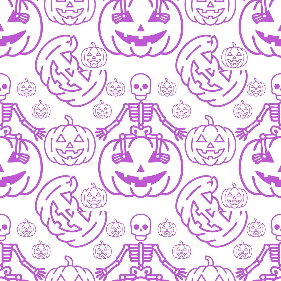 A halloween pattern with skeletons and pumpkins vector