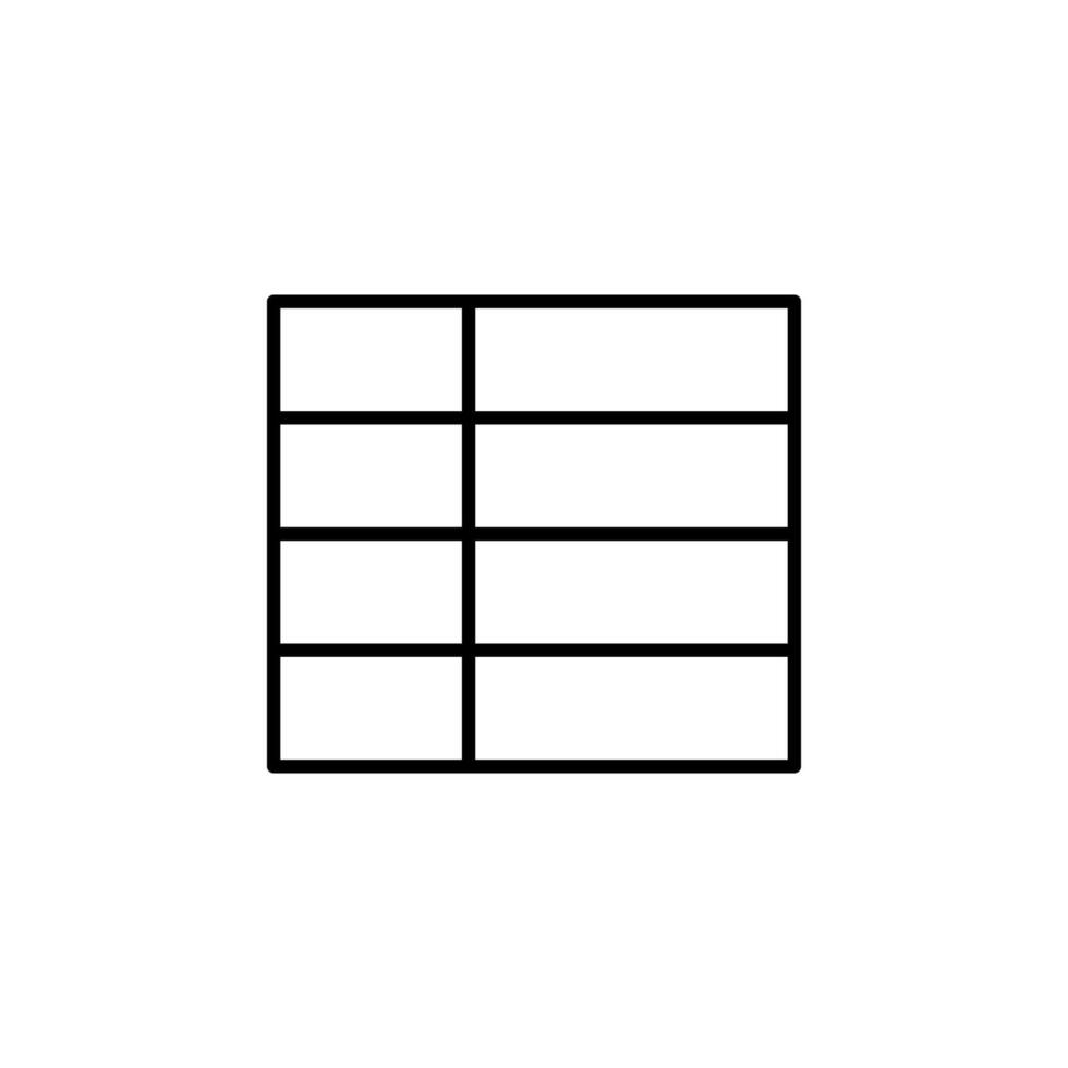 Table Line Icon for Interface Element vector