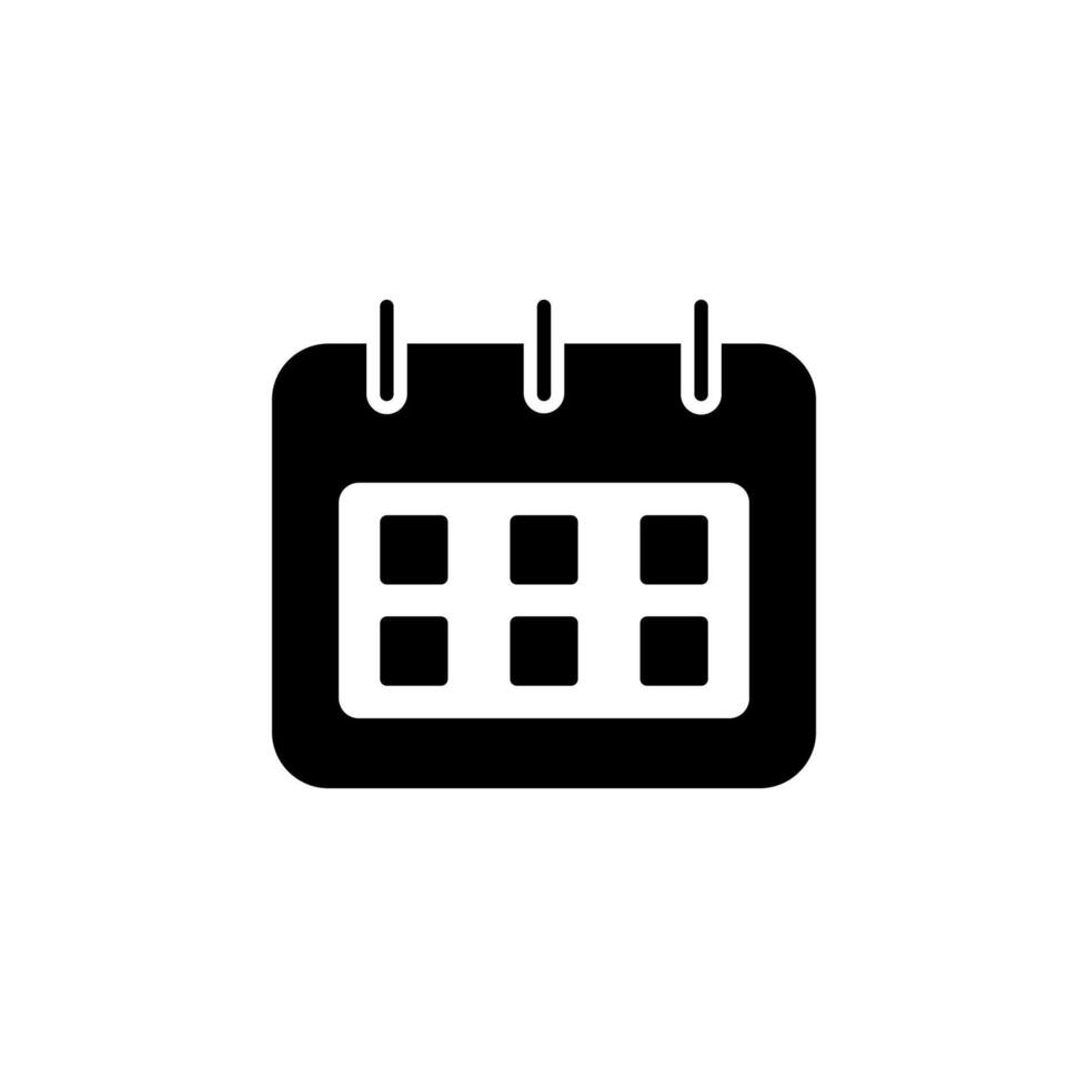 Monthly View Calendar Solid Icon Design vector