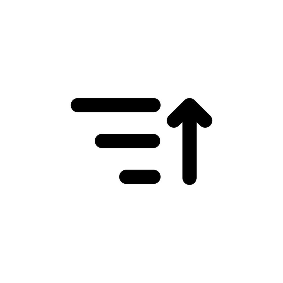 Sorting Order Ascending Solid Icon Element vector