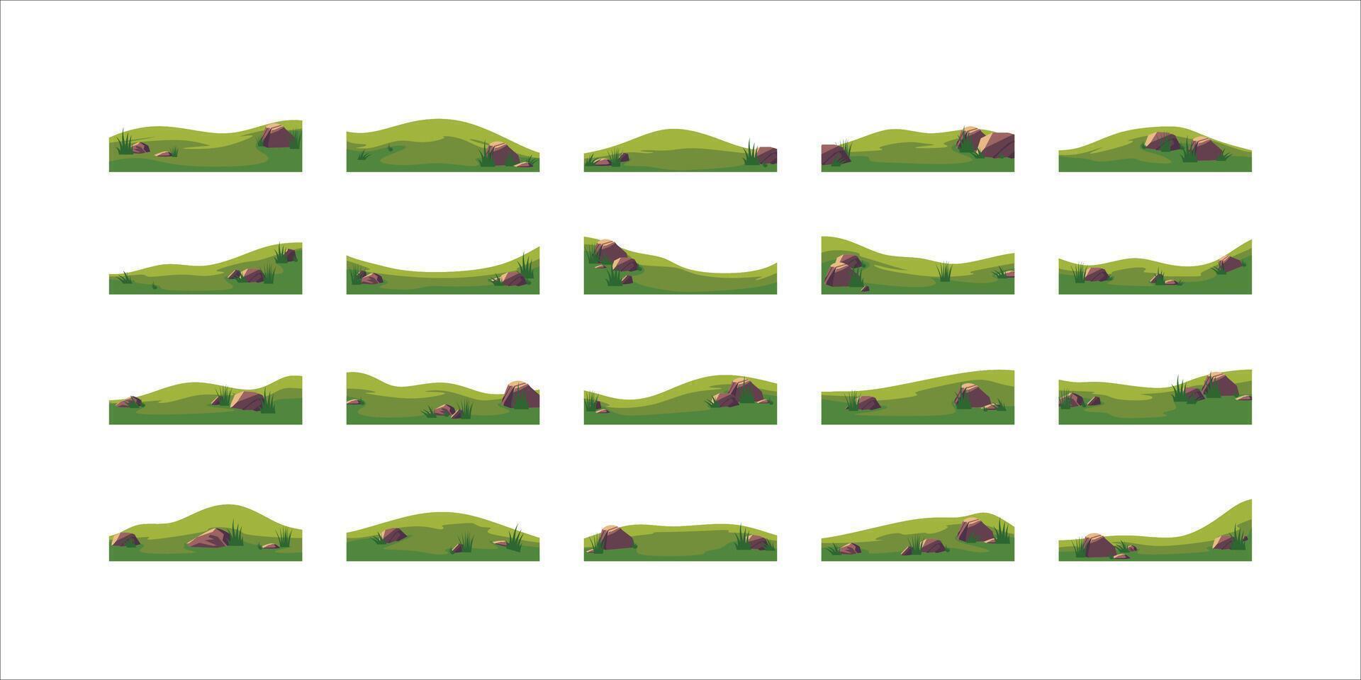 Green Hill Set Illustration vector