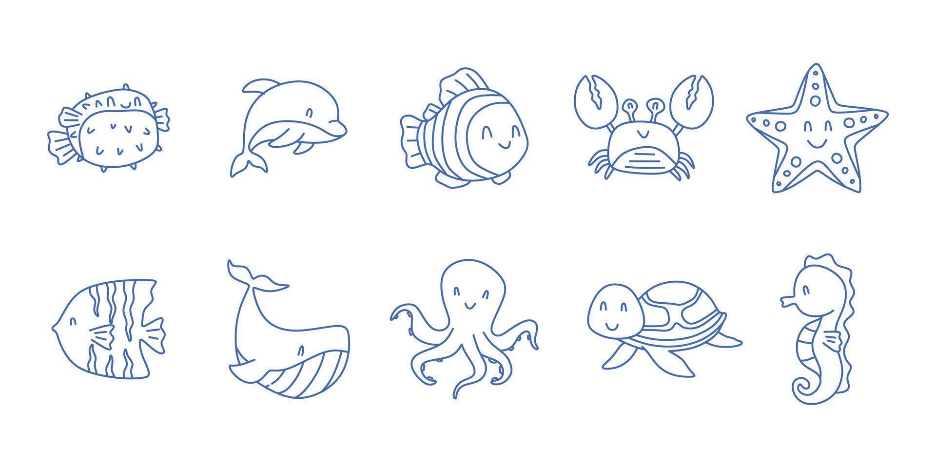 Hand Drawn Sea Animal Illustration vector