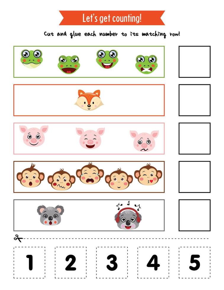 Counting Fun with Cute Animal Friends vector