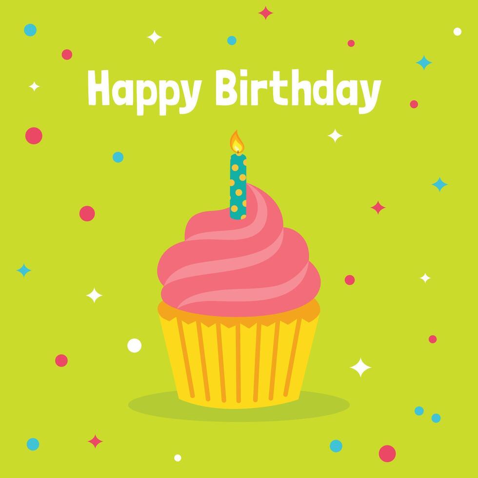 Sweet Celebration of Happy Birthday Cupcake Delight vector