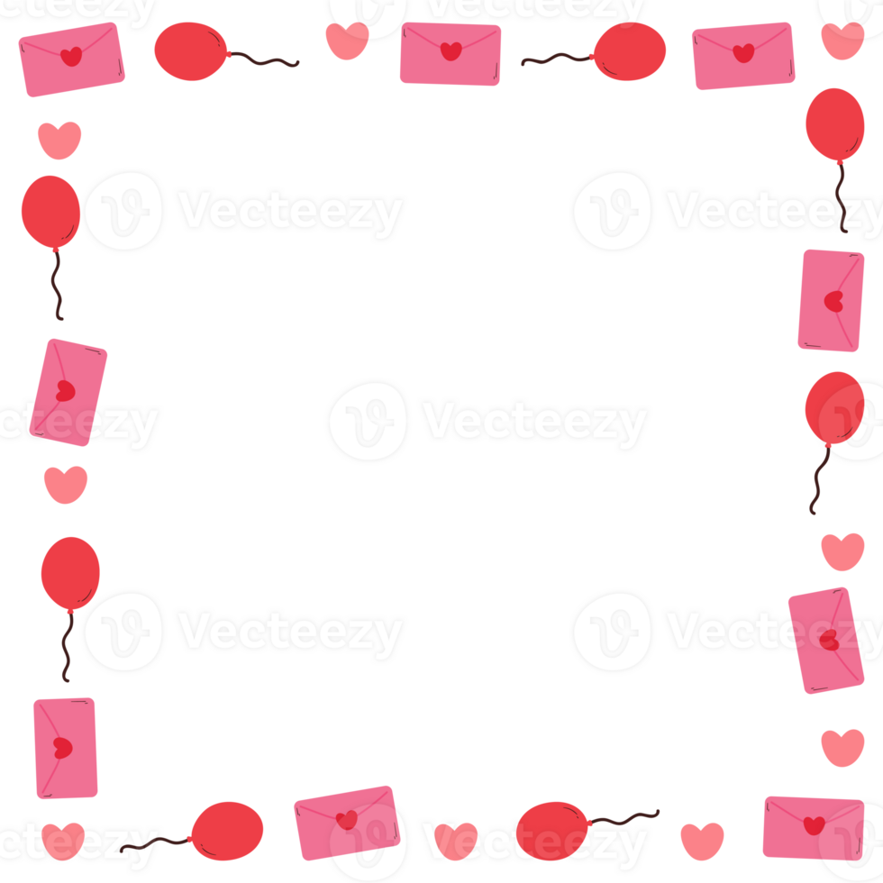 cute frame with drawing cartoon valentine stuff. valentine doodle, object, frame border png