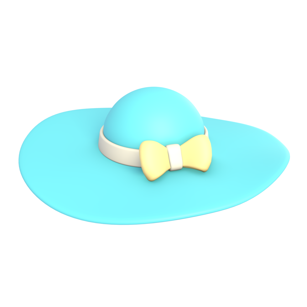 a blue hat with a yellow bow on it png