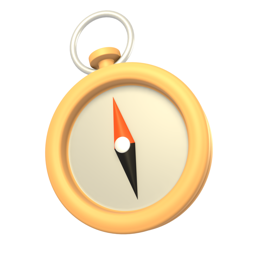 a yellow compass with an orange arrow on it png
