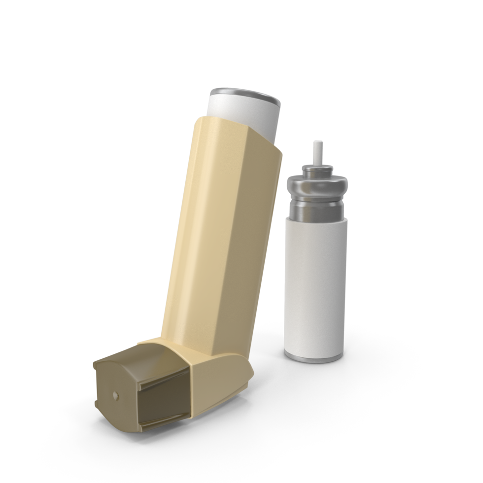 Asthma Inhaler and Medication Spray , 3D Render , 3d render, transparent background, png