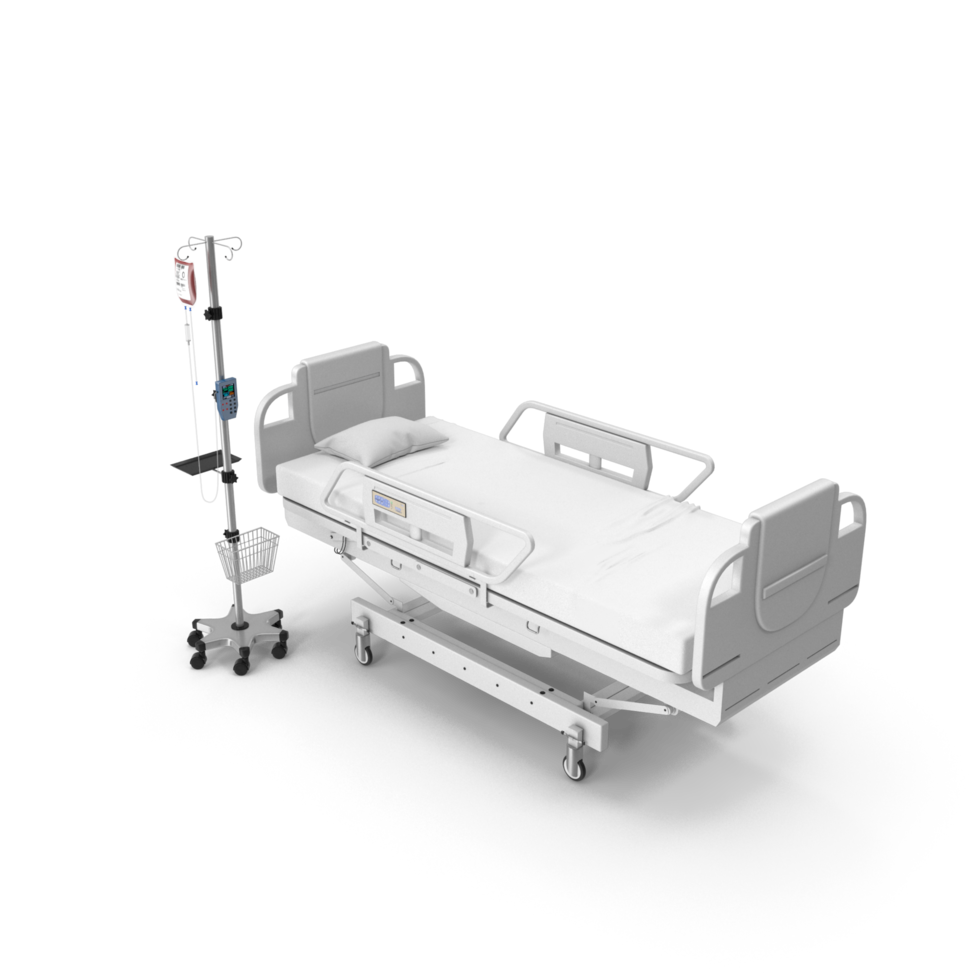 Hospital Bed, Medical Equipment 3D Render , 3d render, transparent background, png