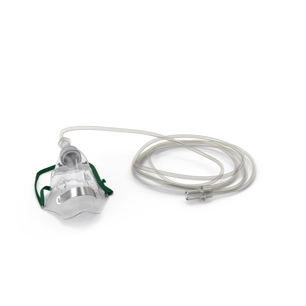 Medical Oxygen Mask, Respiratory Therapy Equipment , 3d render, transparent background, png