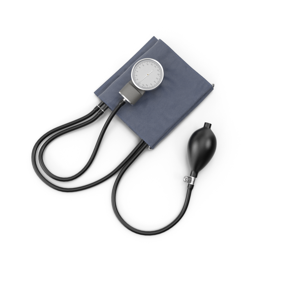 Sphygmomanometer Medical Device, Pressure Gauge , 3d render, transparent background, png