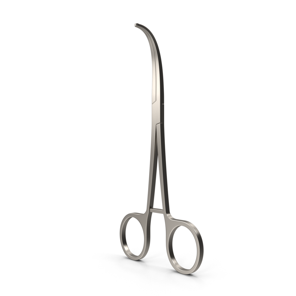 Surgical Instrument , Curved Tissue Forceps, 3d render, transparent background, png