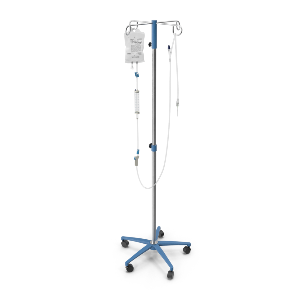 Medical IV Pole , Hospital Infusion Stand , 3d render, transparent background, png