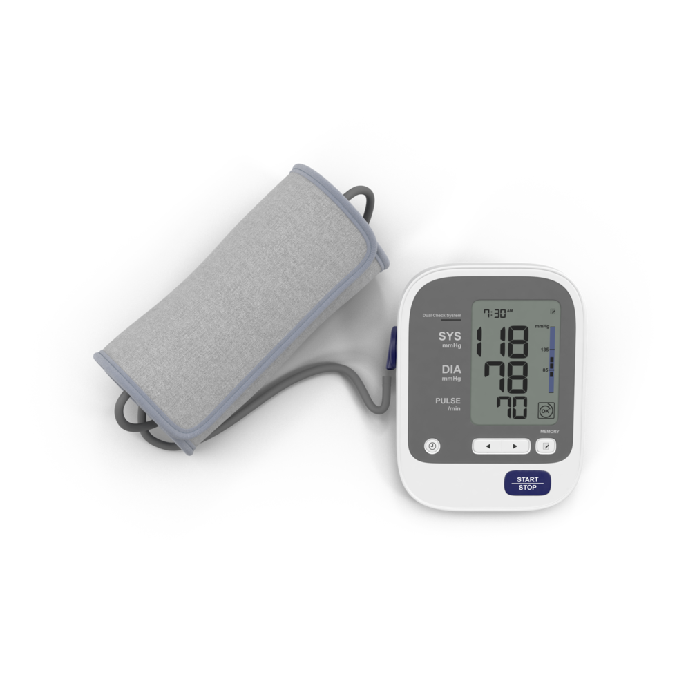 Digital Blood Pressure Monitor , 3d render, transparent background, png