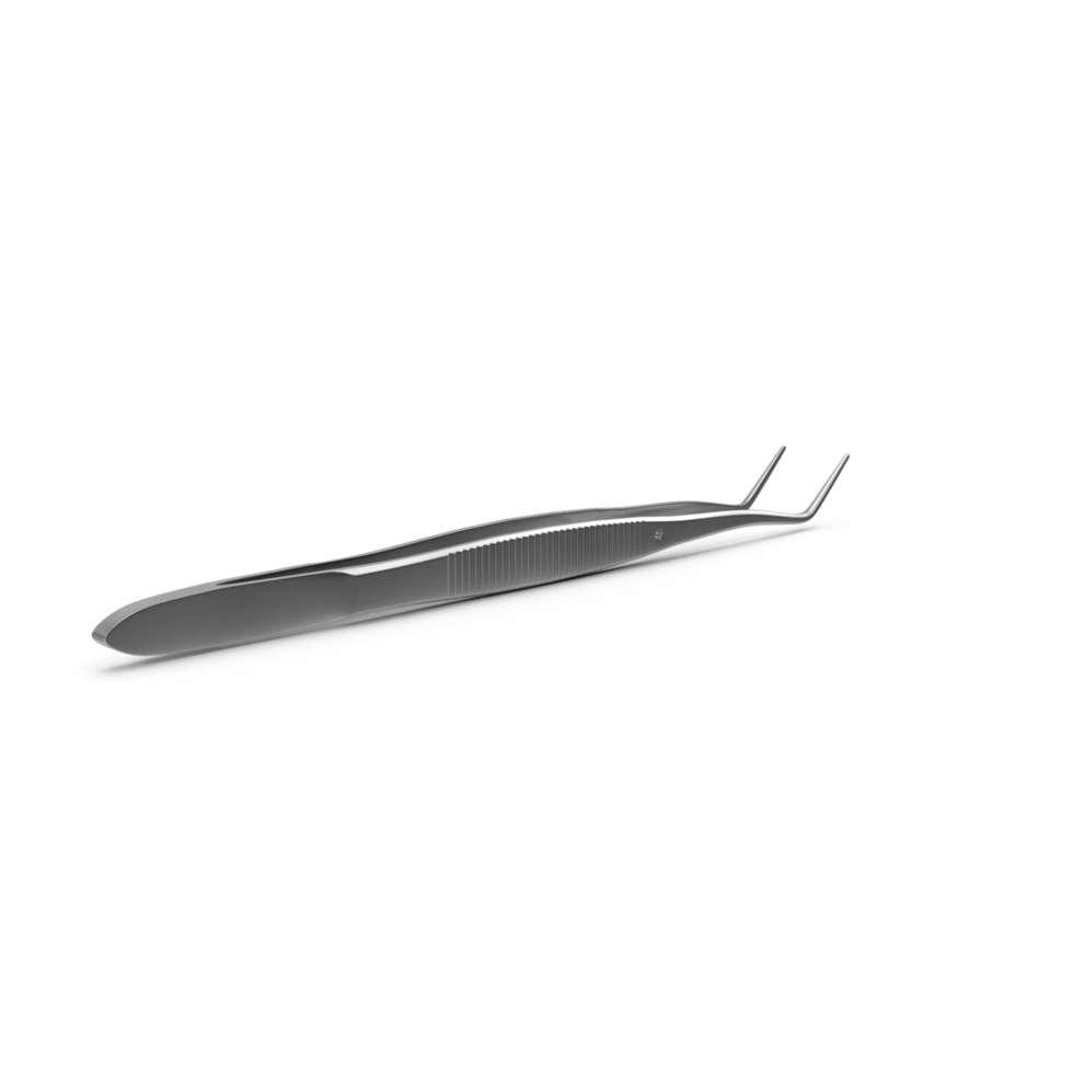 Closeup of a Surgical Instrument MicroSurgical Forceps , 3d render, transparent background, png