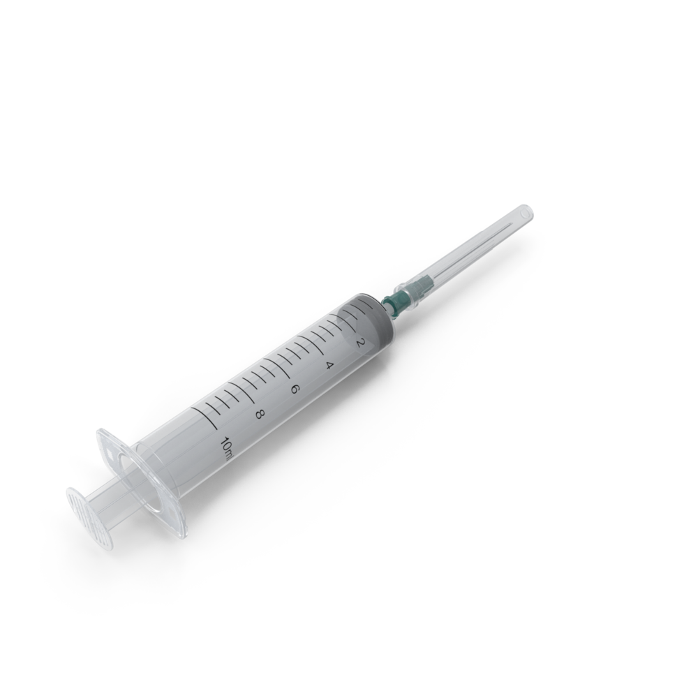 Medical Syringe, Closeup View of a Sterile Injection Device, 3d render, transparent background, png