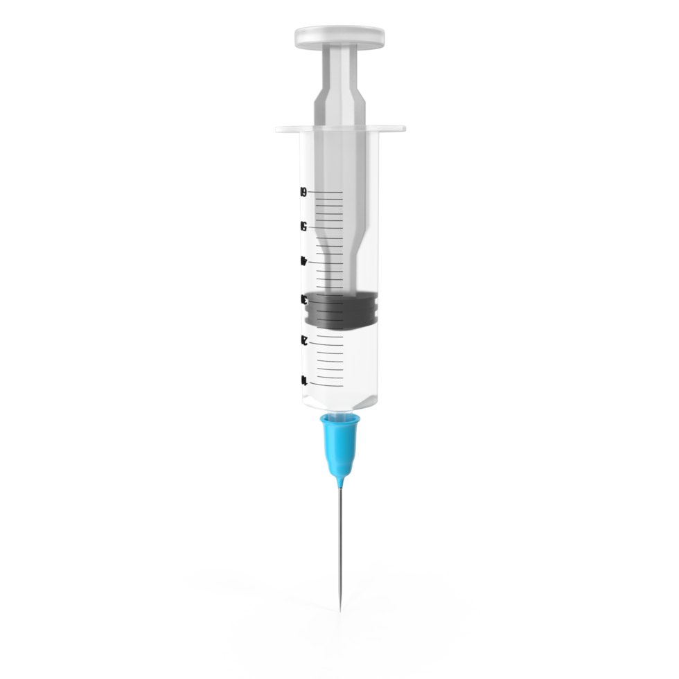 Medical Syringe, Closeup View of Injection Device , 3d render, transparent background, png