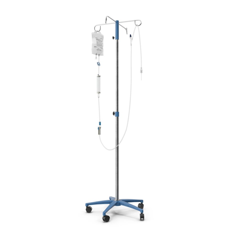 IV Pole, Medical Infusion Stand for Hospitals Clinics , 3d render, transparent background, png