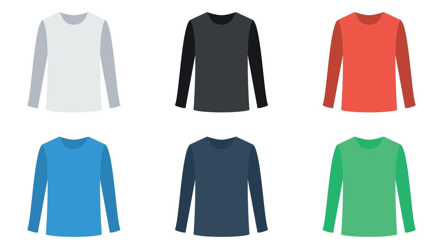 Simple Long Sleeve Tshirt in White, Black, Red, Blue, Navy Blue, Green Color vector