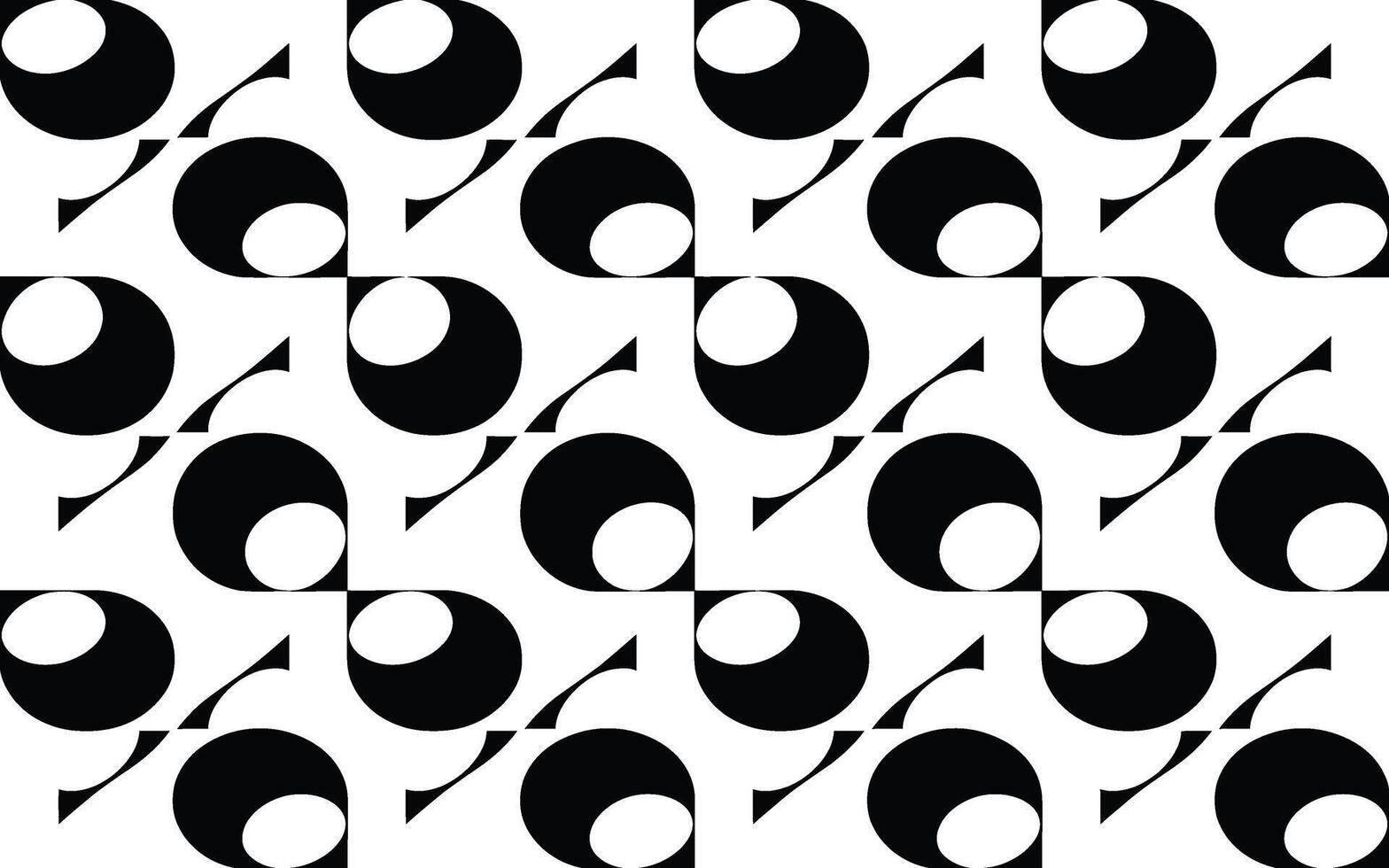 Black and White Geometric Pattern with Circular and Angular Shapes vector