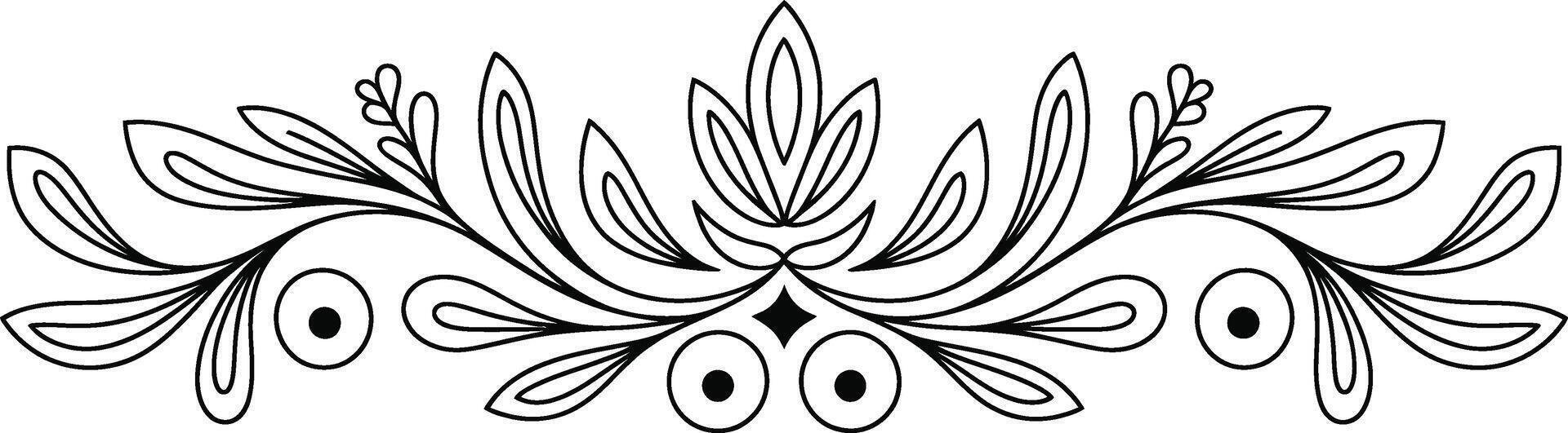 Black and White Floral Border Design outline vector