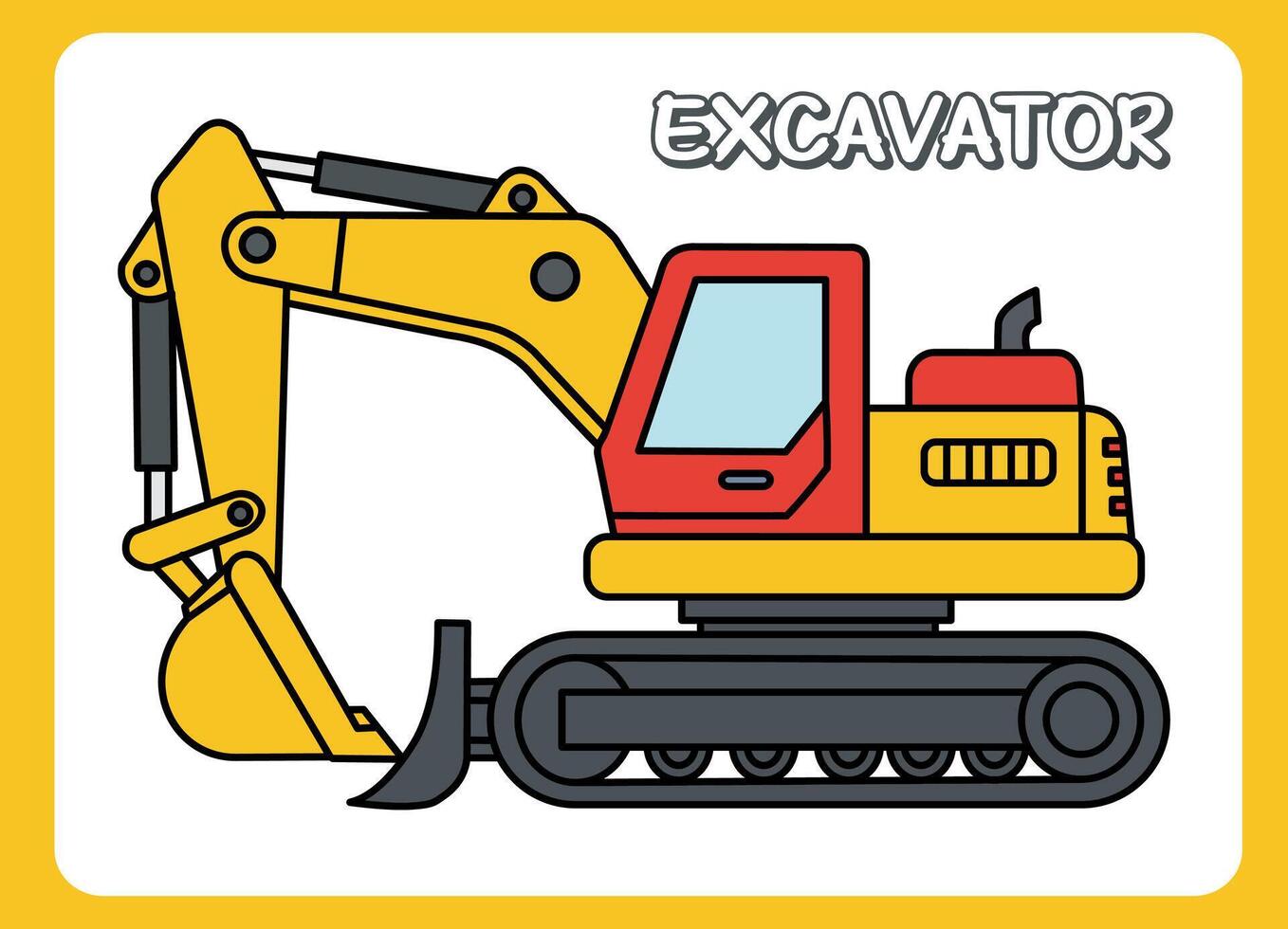 excavator in cartoon design graphics illustration icon isolated flat vector
