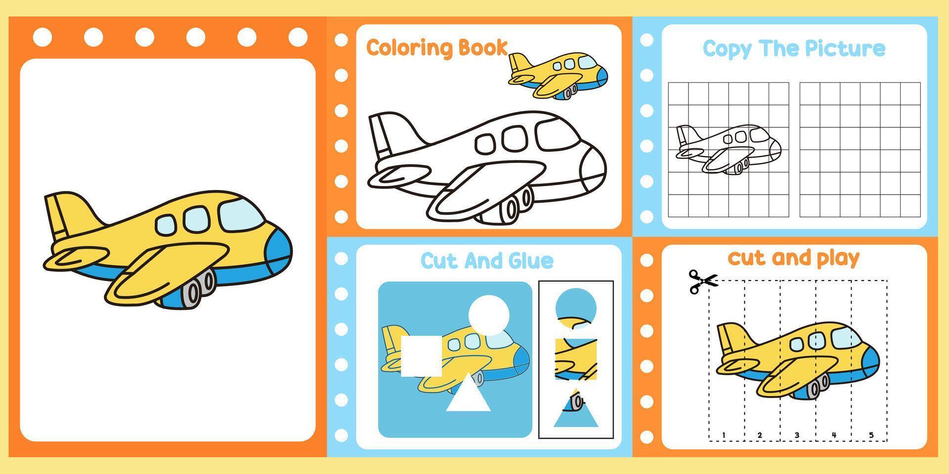 worksheets pack for kids an airplane . design airplane vector