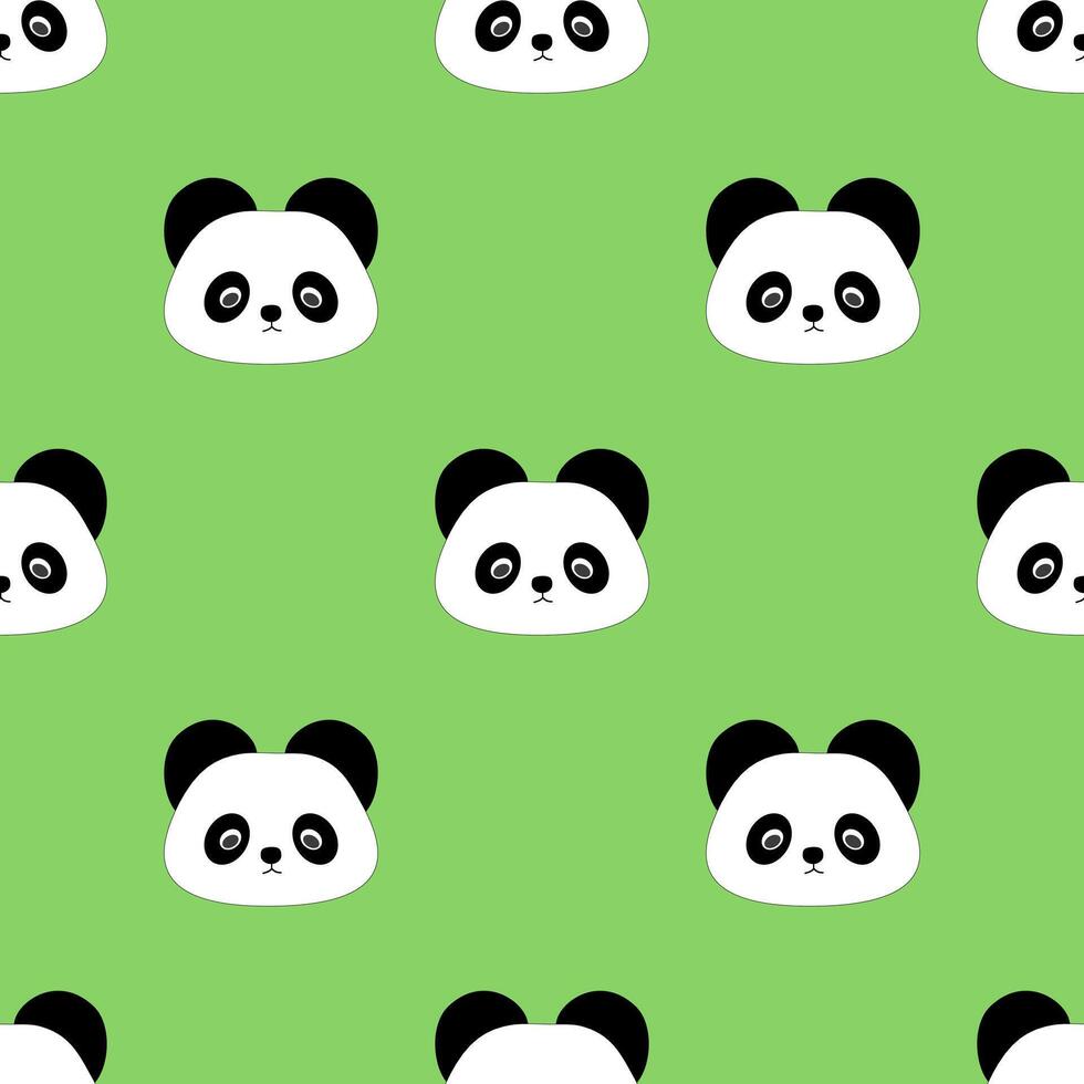 Seamless pattern with panda on green background vector