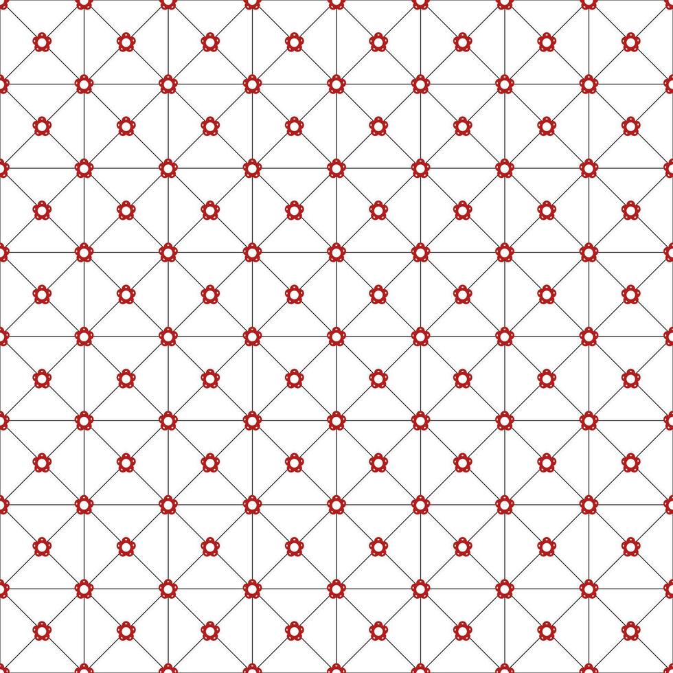 Seamless pattern with red flowers checkered background vector