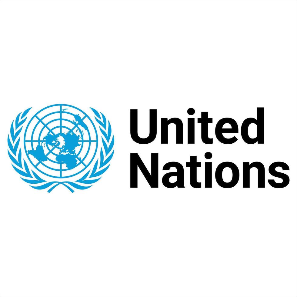 UN Logo EN United Nations Emblem in English, Official Global Icon Design vector