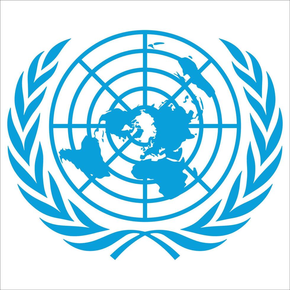 UN Logo Icon EN United Nations Emblem in English, Official Global Logo Design vector