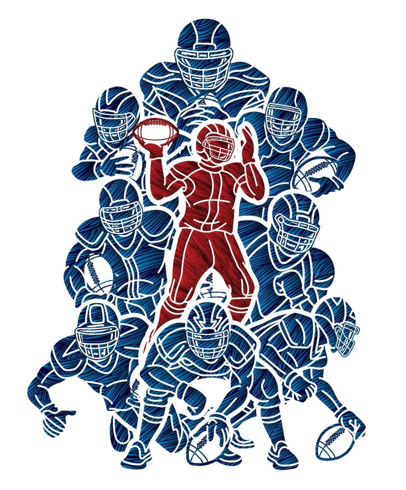 American Football Team Mix Action Cartoon Sport vector